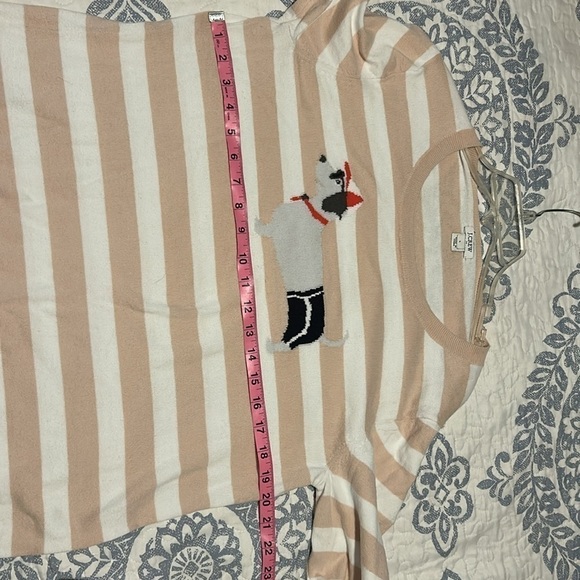 J Crew peach stripe dachshund pull over sweater - Picture 5 of 5